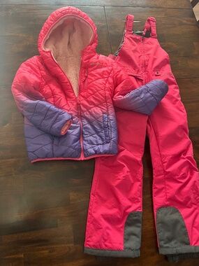 Girls Pink Snow Suit - Arctic Pink Bibs, Eddie Bauer Jacket
